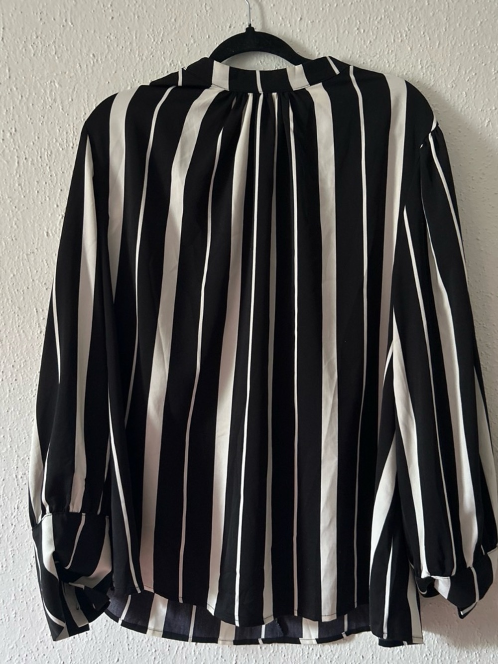 Source Unknown Black and White Vertical Stripe Blouse